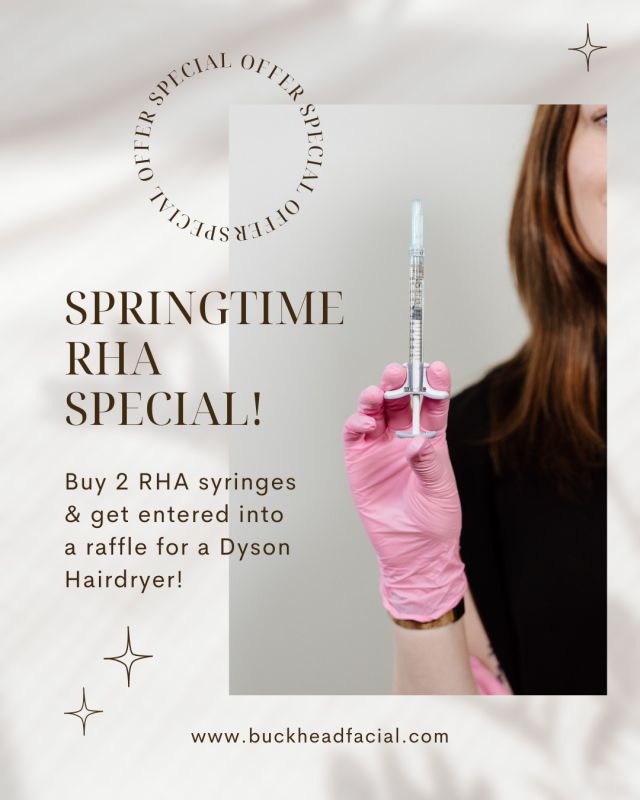 🌸 Springtime RHA Special! 🌸

Glow into spring with natural, long-lasting results! ✨ When you buy 2 RHA syringes, you’ll be automatically entered into a raffle to win a Dyson Hairdryer! 🎟️💨

Why RHA?
💉 Soft, flexible, and designed for natural facial movement
💧 Long-lasting hydration and volume
✨ Perfect for smoothing fine lines while keeping expression natural

📅 This is a limited-time offer—don’t miss out! Book your appointment today and get one step closer to winning! 📲

☎️ Call us at 404-233-3937.

#atlanta #atlmedspa #atlantamedspa #atlplasticsurgery #atlplasticsurgeon #atlantaplasticsurgery #atlantaplasticsurgeon